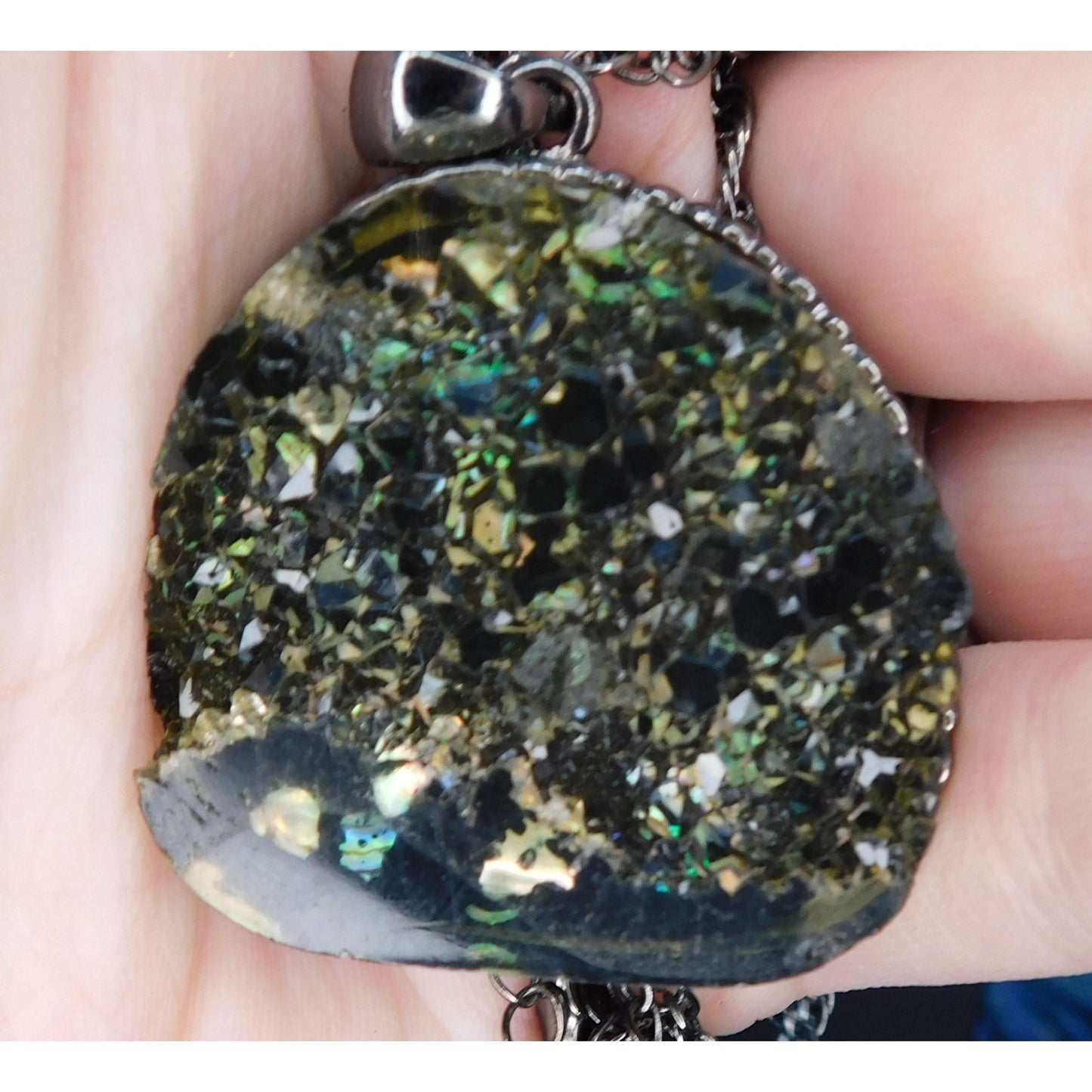 Nature Inspired Large Faux Druzy Pendant Necklace
