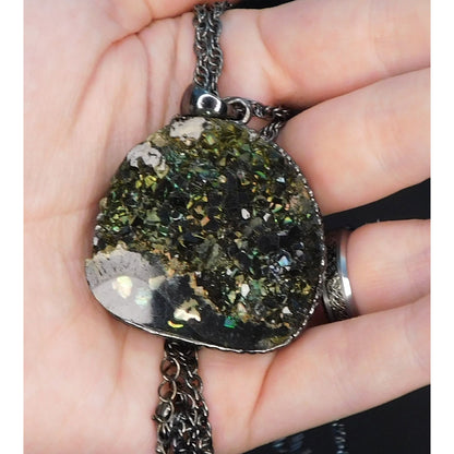 Nature Inspired Large Faux Druzy Pendant Necklace