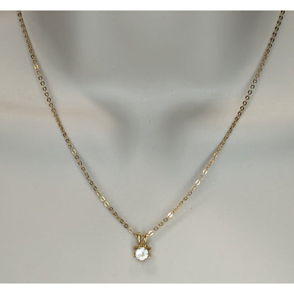Dainty Minimalist Gold Necklace With Gemmed Flower Pendant