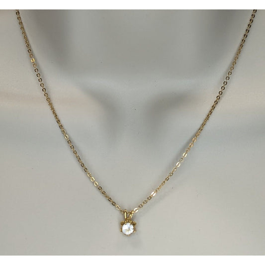 Dainty Minimalist Gold Necklace With Gemmed Flower Pendant