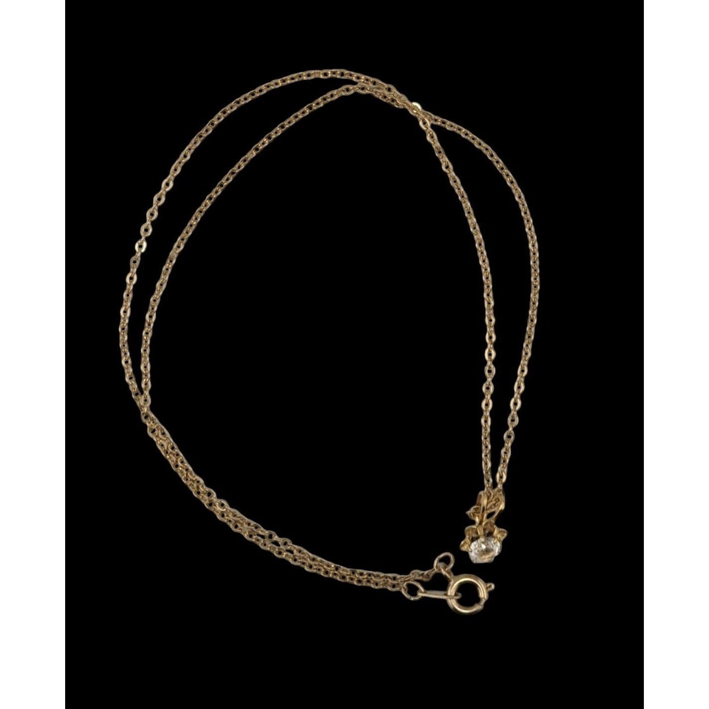 Dainty Minimalist Gold Necklace With Gemmed Flower Pendant