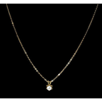 Dainty Minimalist Gold Necklace With Gemmed Flower Pendant