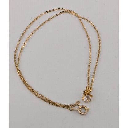 Dainty Minimalist Gold Necklace With Gemmed Flower Pendant