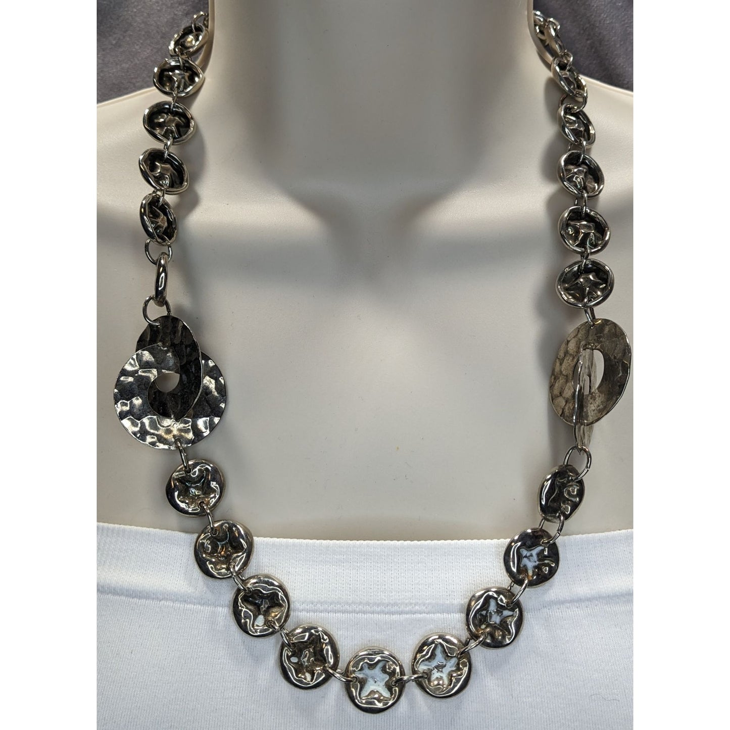 Brutalist Hammered Crushed Link Necklace