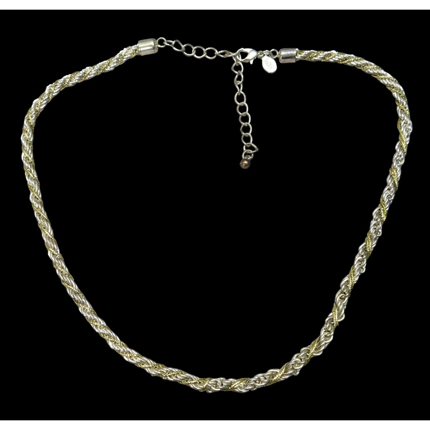 Vintage Twisted Rope Chain Silver And Gold Tone Marked KR