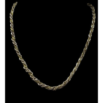 Vintage Twisted Rope Chain Silver And Gold Tone Marked KR