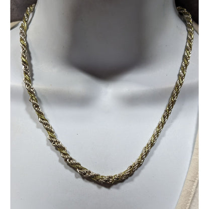 Vintage Twisted Rope Chain Silver And Gold Tone Marked KR