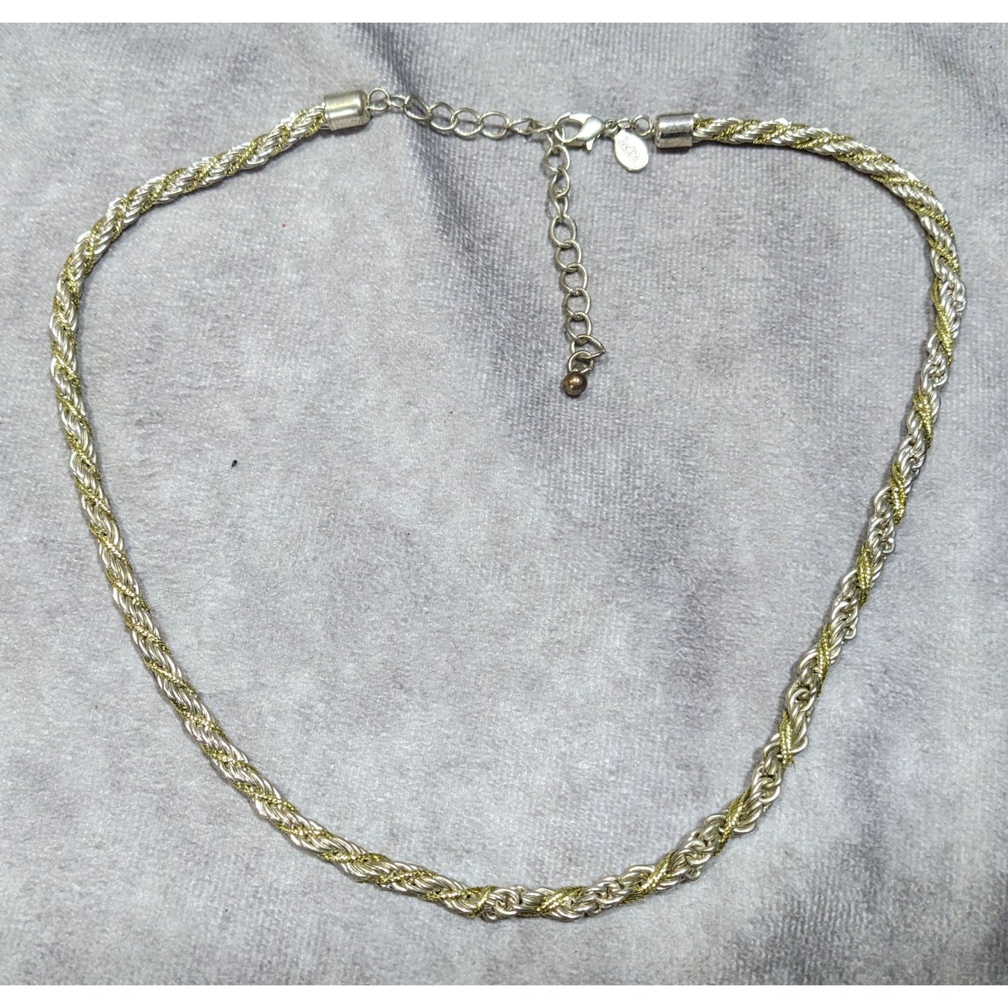 Vintage Twisted Rope Chain Silver And Gold Tone Marked KR
