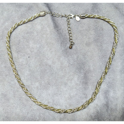 Vintage Twisted Rope Chain Silver And Gold Tone Marked KR