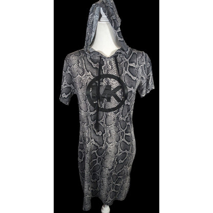 Michael Kors Snake Skin Print Hooded Lounge Dress