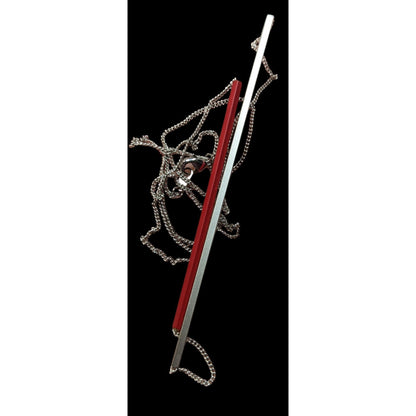 Modern Abstract Red And Silver Tone Asymmetrical Tube On Chain Necklace