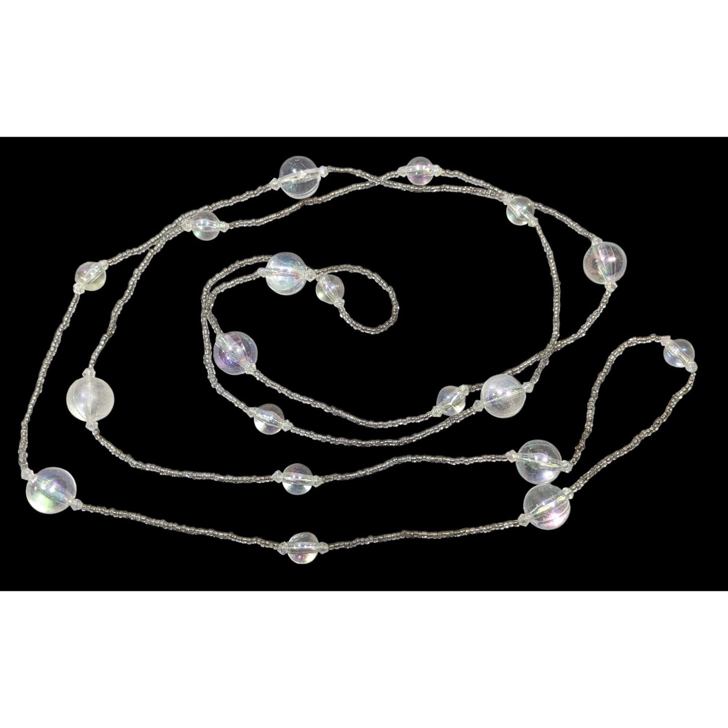 Clear Beaded Aurora Borealis Shimmer Necklace