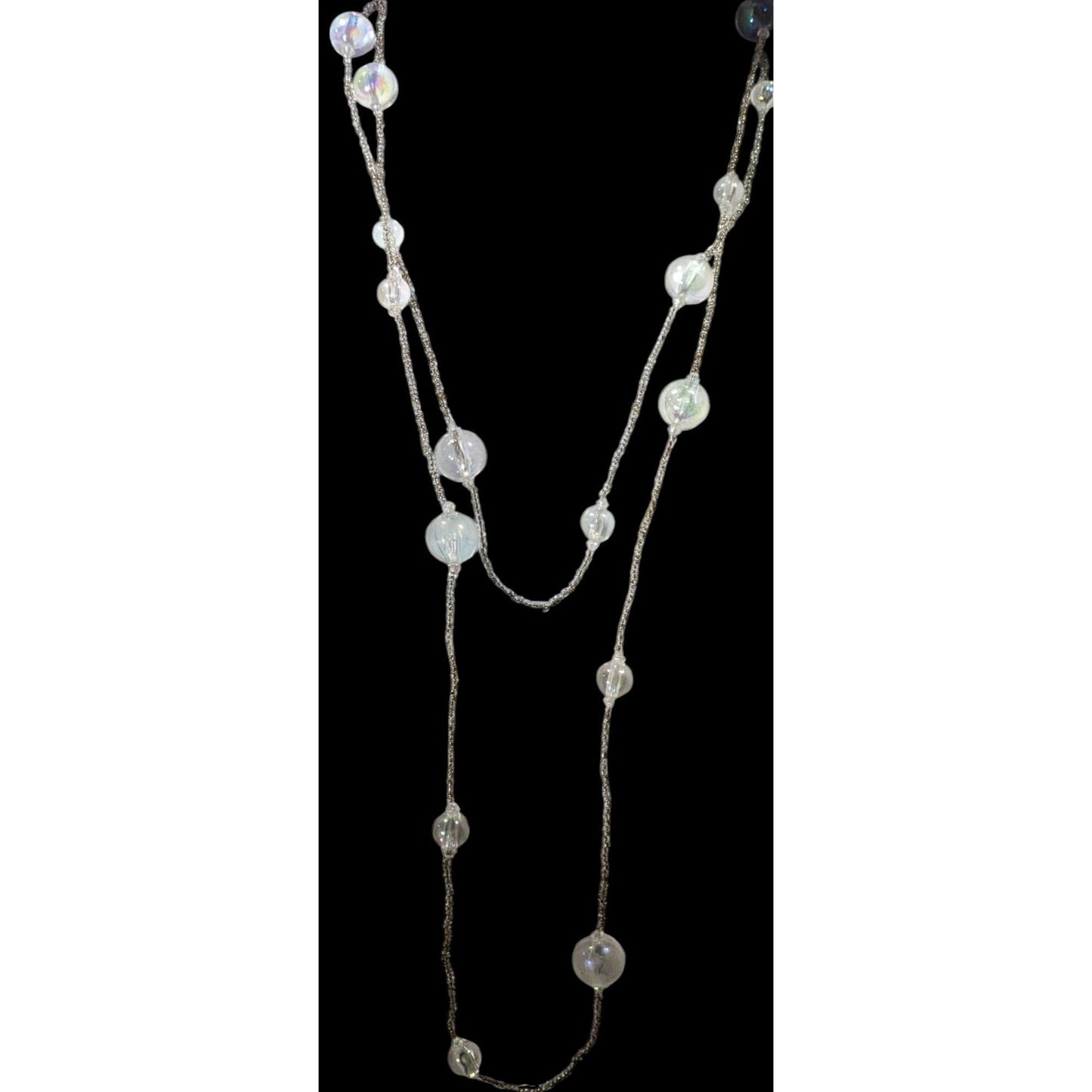 Clear Beaded Aurora Borealis Shimmer Necklace