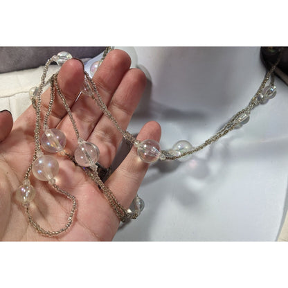 Clear Beaded Aurora Borealis Shimmer Necklace