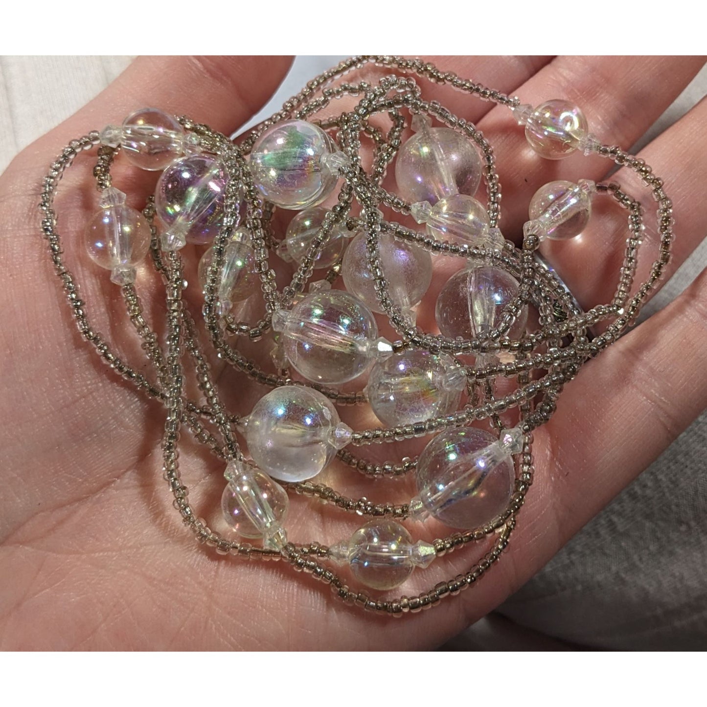Clear Beaded Aurora Borealis Shimmer Necklace