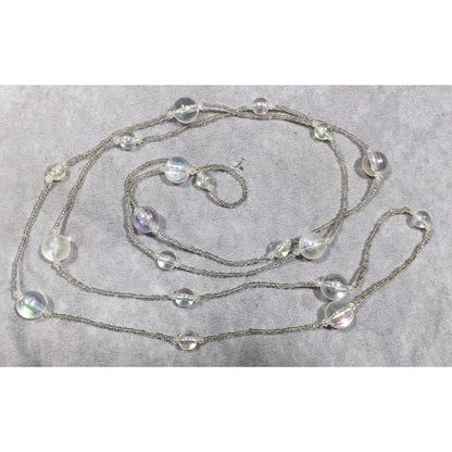 Clear Beaded Aurora Borealis Shimmer Necklace