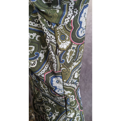Verom By Memento Paisley Button-Up Collared Dress With 3/4 Sleeves