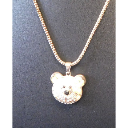 Fantasy Glam Faux Pearl And Rhinestone Embellished Bear Necklace