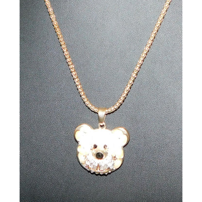 Fantasy Glam Faux Pearl And Rhinestone Embellished Bear Necklace