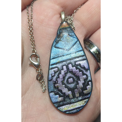 Handmade Southwestern Style Metallic Teardrop Necklace