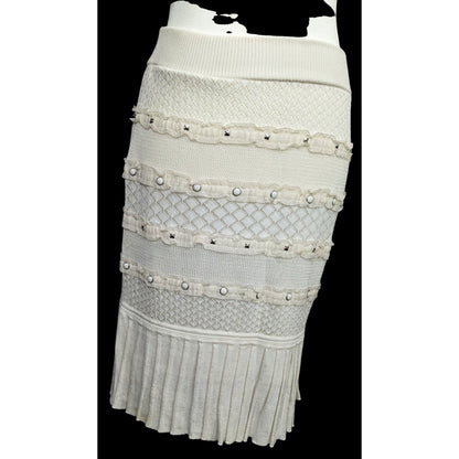 Boho Chic Catherine Malandrino Studded Cream Ruffle Skirt