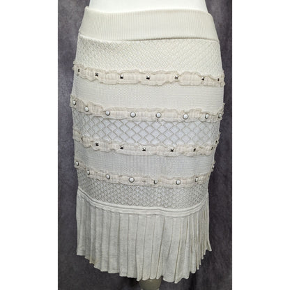 Boho Chic Catherine Malandrino Studded Cream Ruffle Skirt