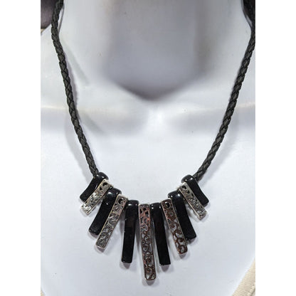 Whimsygoth Floral Filigree Graduated Key Necklace Black And Silver Tone