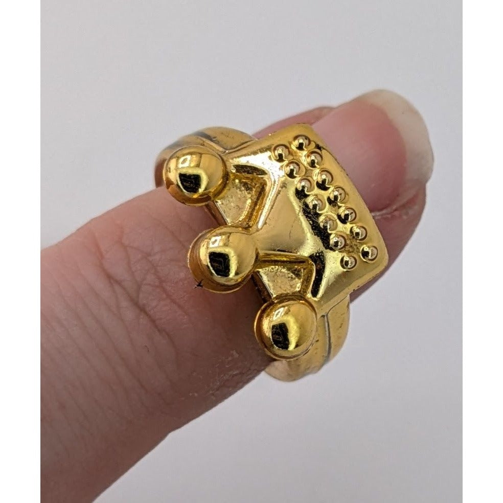 Gold Crown Kids Ring Plastic Costume Ring Princess Prince Dress Up Toy Jewelry