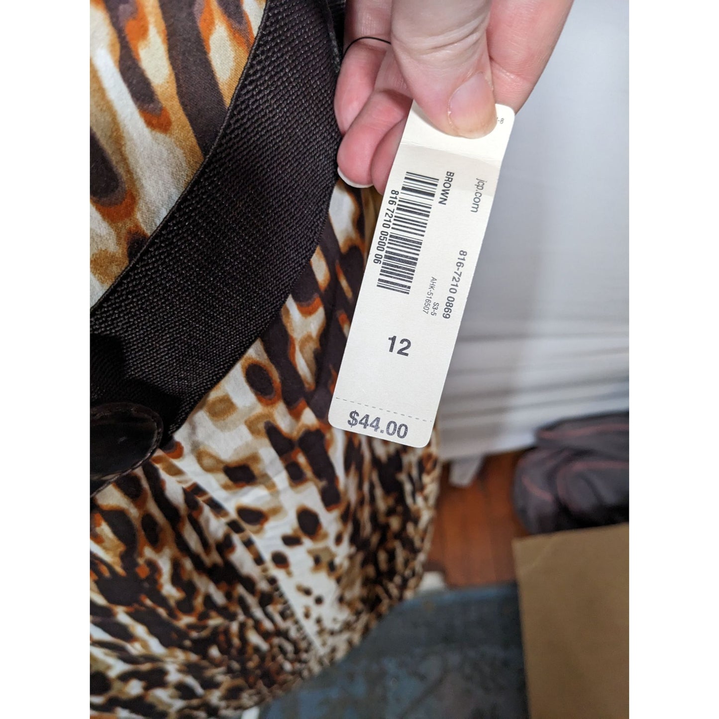 Worthington Brown Abstract Animal Print Knee Length Skirt With Belt