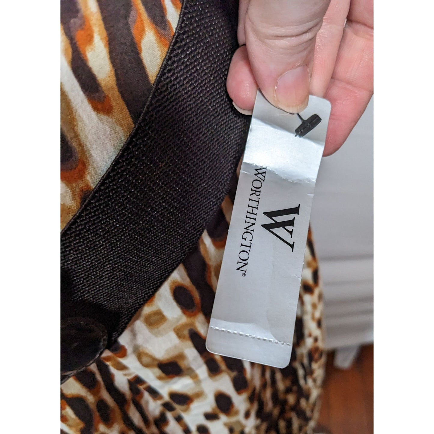 Worthington Brown Abstract Animal Print Knee Length Skirt With Belt