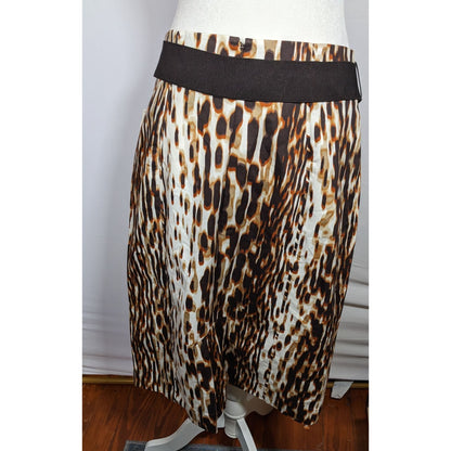 Worthington Brown Abstract Animal Print Knee Length Skirt With Belt