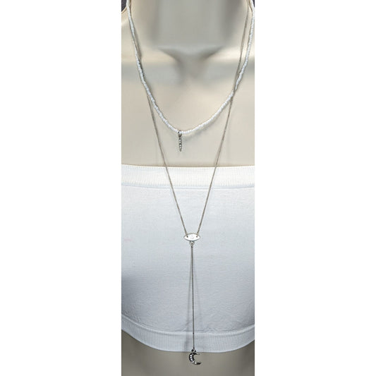 Y2K Celestial Boho Layered Moon Lariat Necklace American Eagle Outfitters