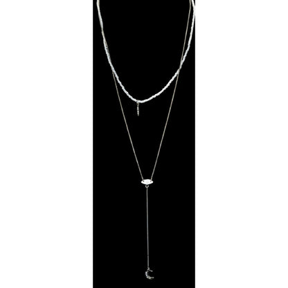 Y2K Celestial Boho Layered Moon Lariat Necklace American Eagle Outfitters
