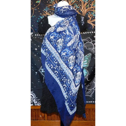 Madden NYC Paisley Scarf Wrap 75x80 Inches Blue & White