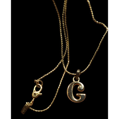 Vintage Monet Gold Tone Initial "G" Pendant Necklace