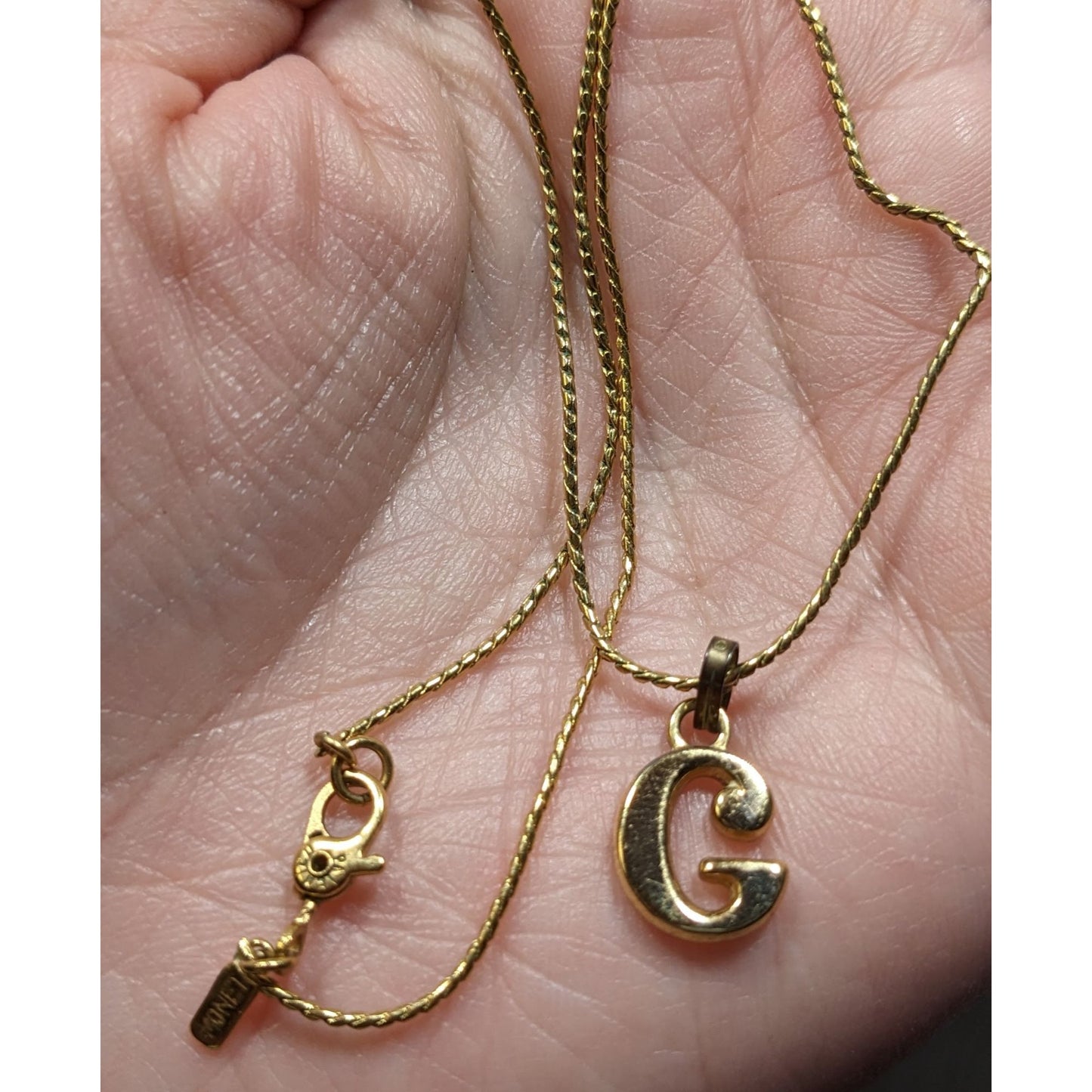 Vintage Monet Gold Tone Initial "G" Pendant Necklace