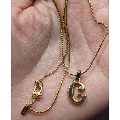 Vintage Monet Gold Tone Initial "G" Pendant Necklace