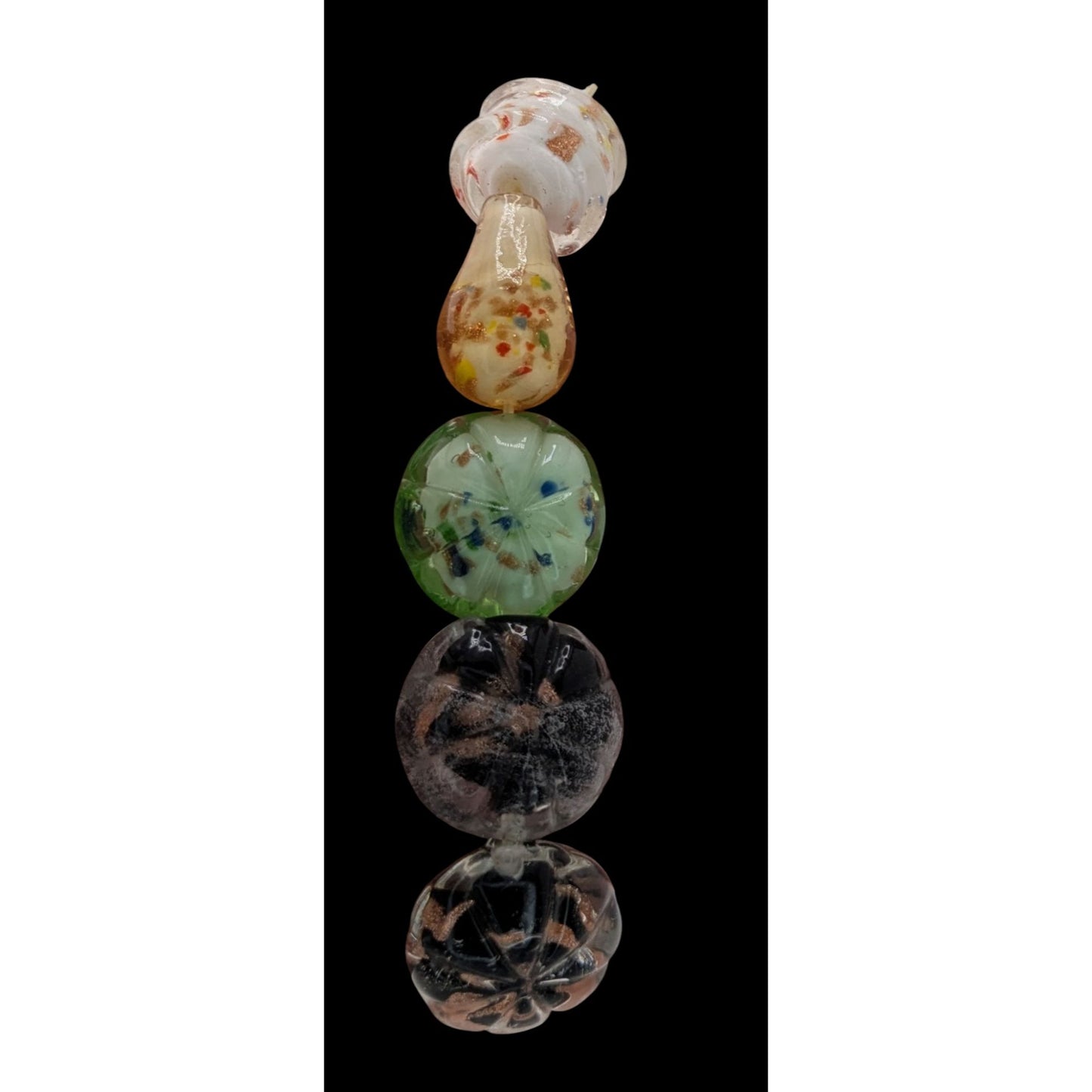 Boho Bauble Stretch Glass Bracelet Multicolor Artisan Lampwork Beaded Statement Jewelry