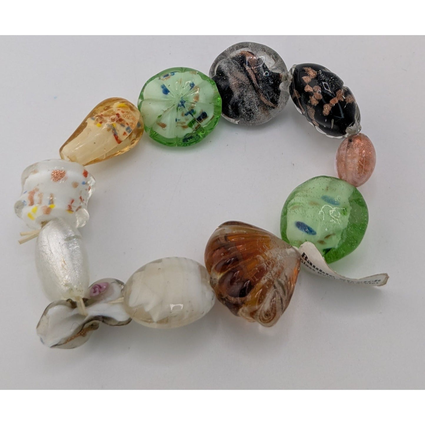 Boho Bauble Stretch Glass Bracelet Multicolor Artisan Lampwork Beaded Statement Jewelry