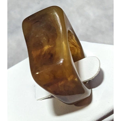 Brown Mottled Abstract Chunky Fashion Ring Size 5 3/4