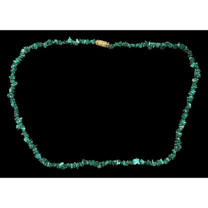 Vintage Handmade Malachite Chip Beaded Necklace
