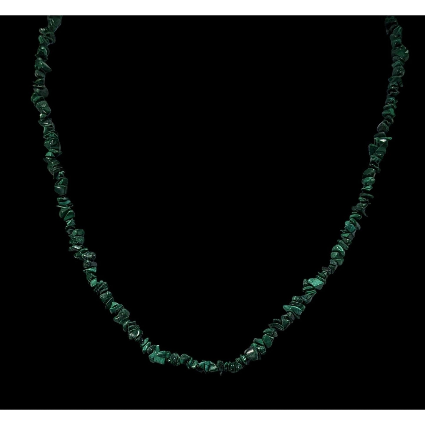 Vintage Handmade Malachite Chip Beaded Necklace