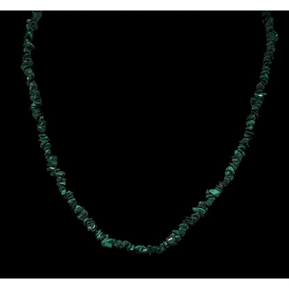 Vintage Handmade Malachite Chip Beaded Necklace