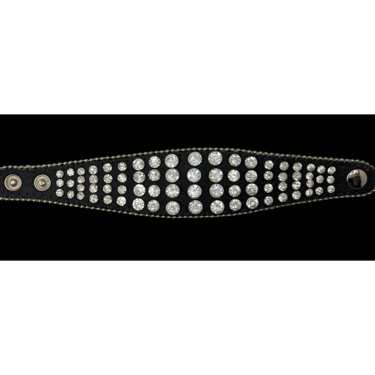Glam Goth Y2K Rhinestone Black Cuff Bracelet Crystal Statement