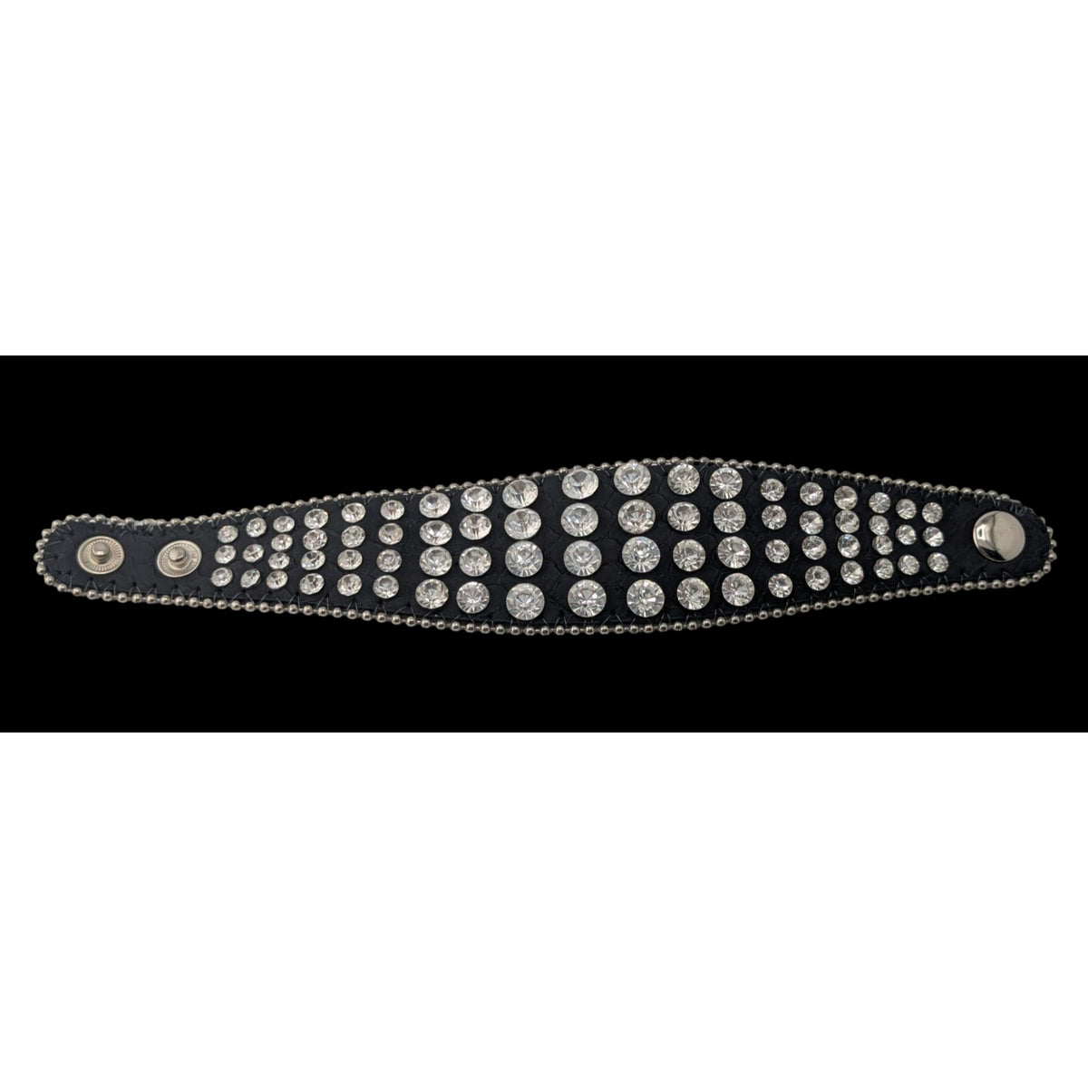 Glam Goth Y2K Rhinestone Black Cuff Bracelet Crystal Statement
