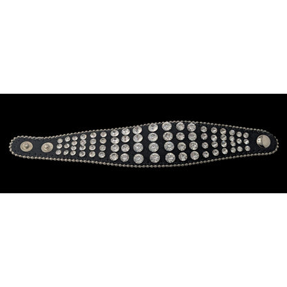 Glam Goth Y2K Rhinestone Black Cuff Bracelet Crystal Statement