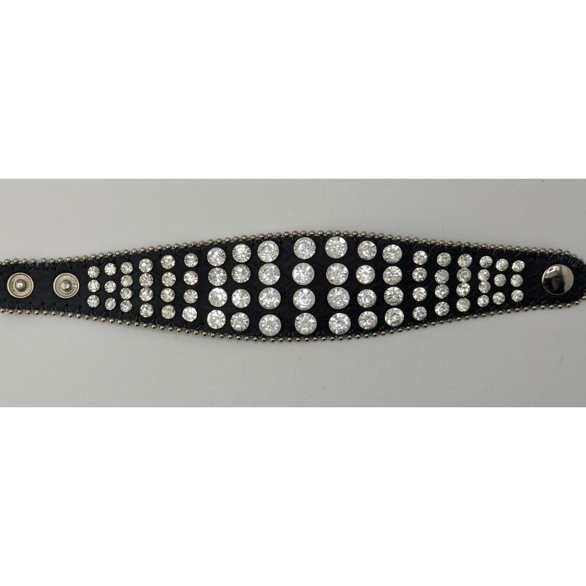 Glam Goth Y2K Rhinestone Black Cuff Bracelet Crystal Statement