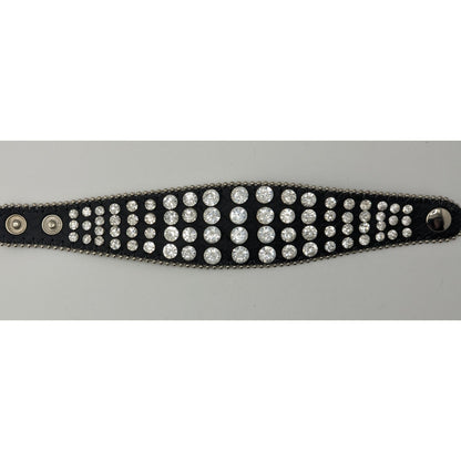 Glam Goth Y2K Rhinestone Black Cuff Bracelet Crystal Statement