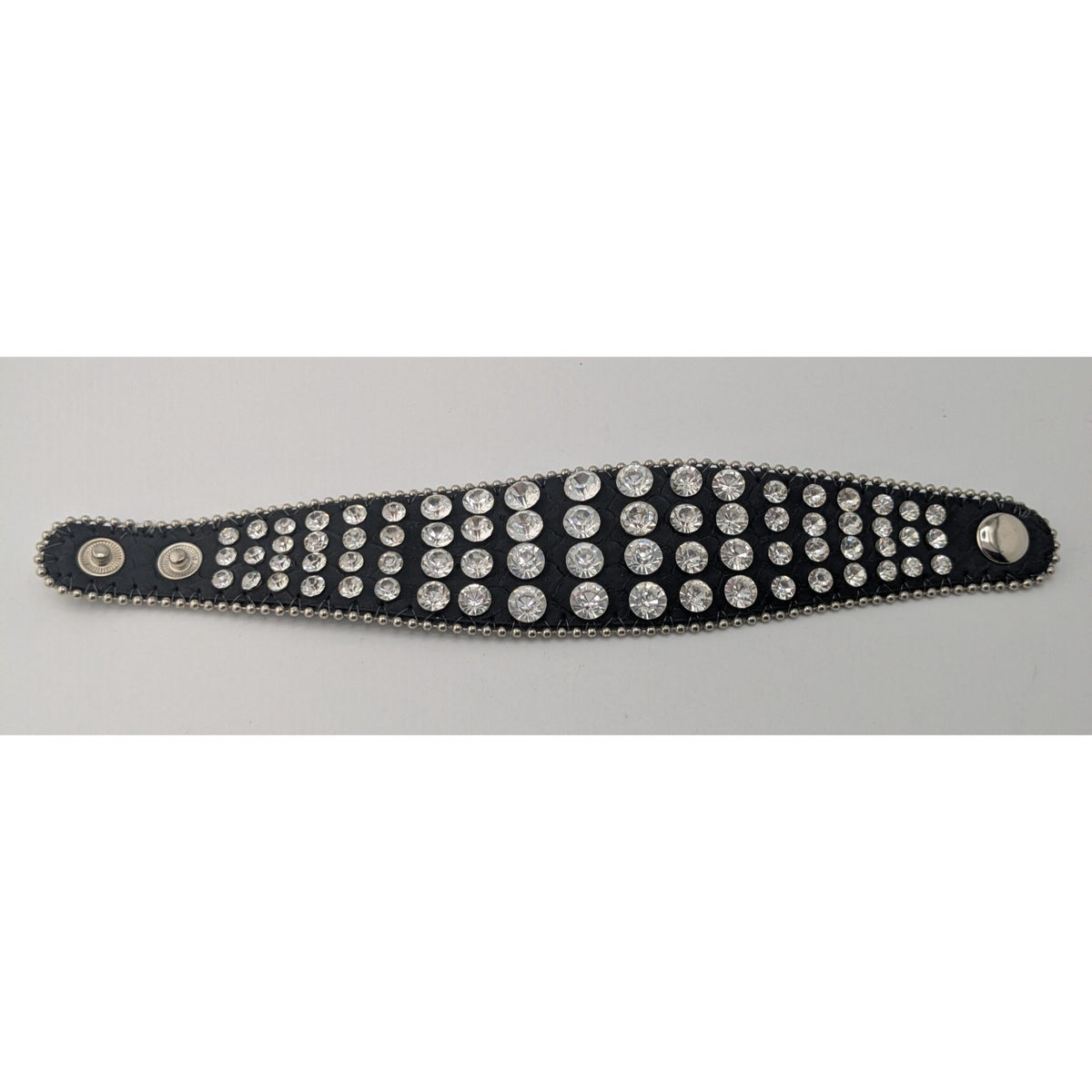 Glam Goth Y2K Rhinestone Black Cuff Bracelet Crystal Statement