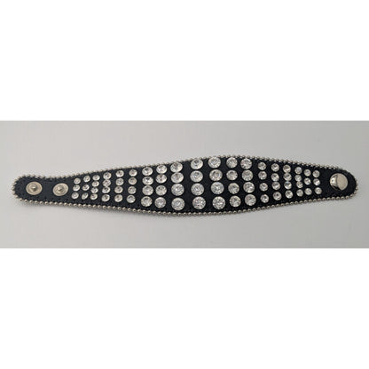 Glam Goth Y2K Rhinestone Black Cuff Bracelet Crystal Statement